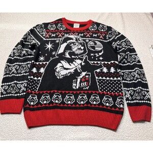 Star Wars Christmas Sweater Men's Large (42-44) Darth Vader Xmas Long Sleeves